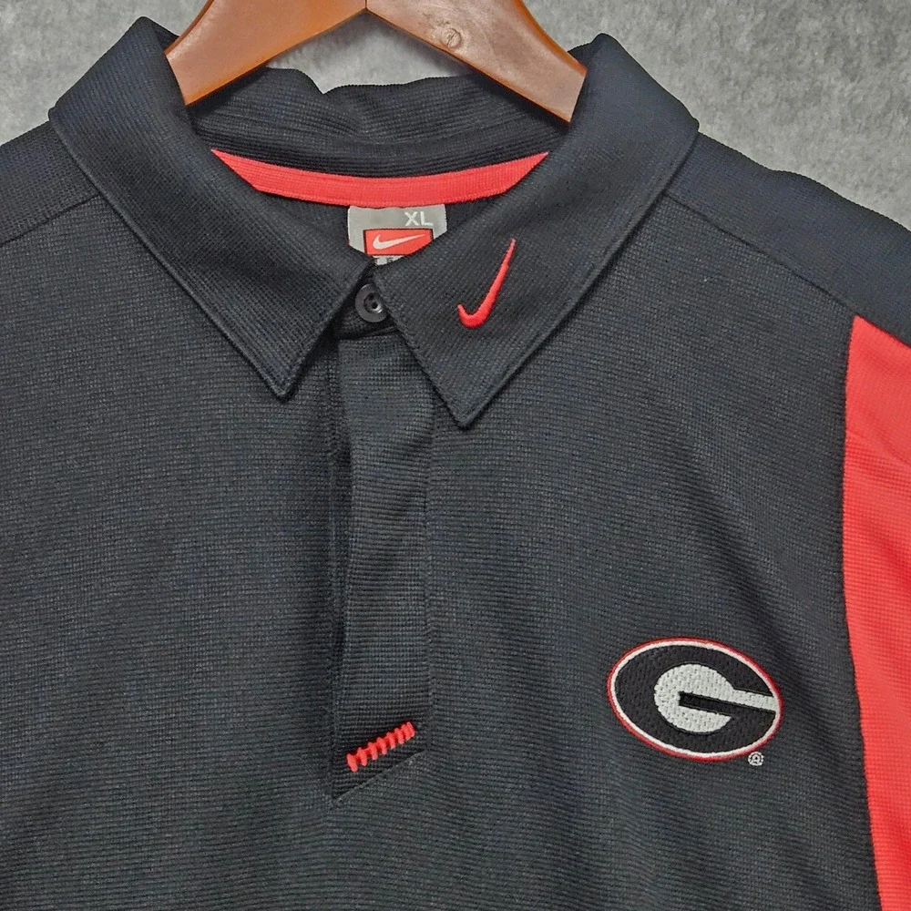 Nike Polo Shirt Mens XL Black Georgia Bulldogs Team NikeFIT DRY Colorblock